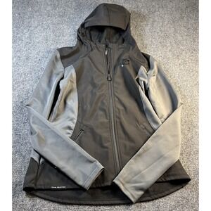 Fossa Peloton Softshell Jacket Womens Medium Black Grey Hooded Full Zip Athletic